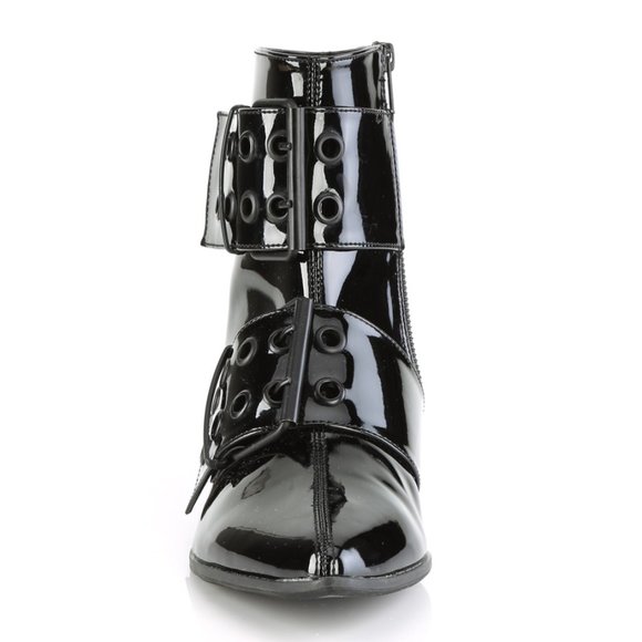 Gothic Men's Winklepicker Pointed Toe Patent Leather Ankle Boots - Picture 2 of 5